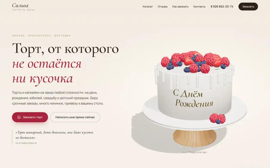 Сайт Сильва — первый экран